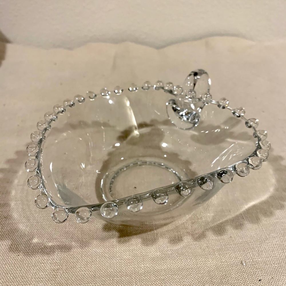VINTAGE CANDLEWICK GLASS HEART TRINKET DISH